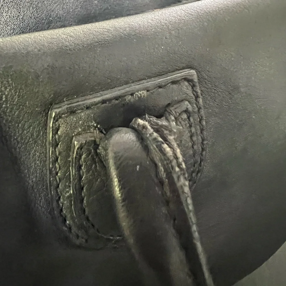 Black Leather Satchel Handbag - Brand:
